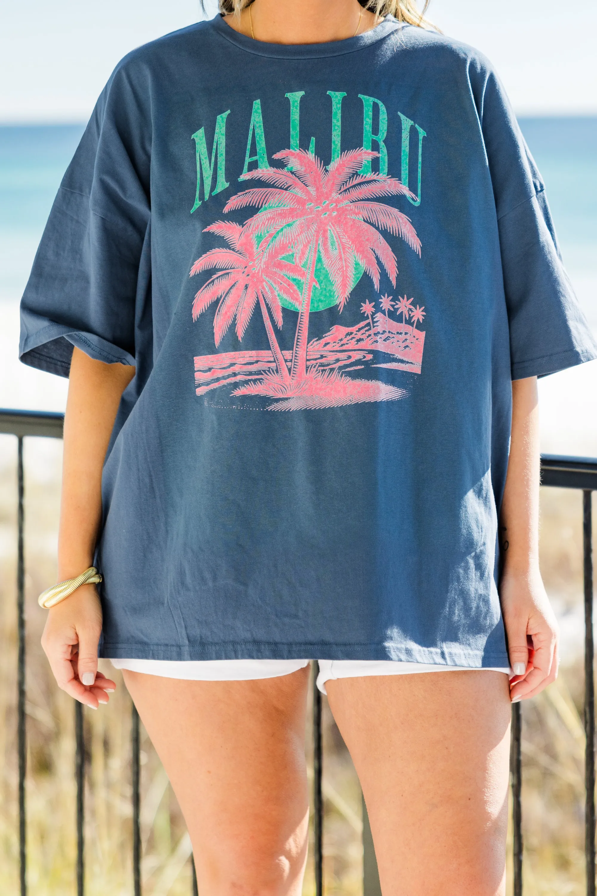 Malibu Babe Boyfriend Tee, Navy
