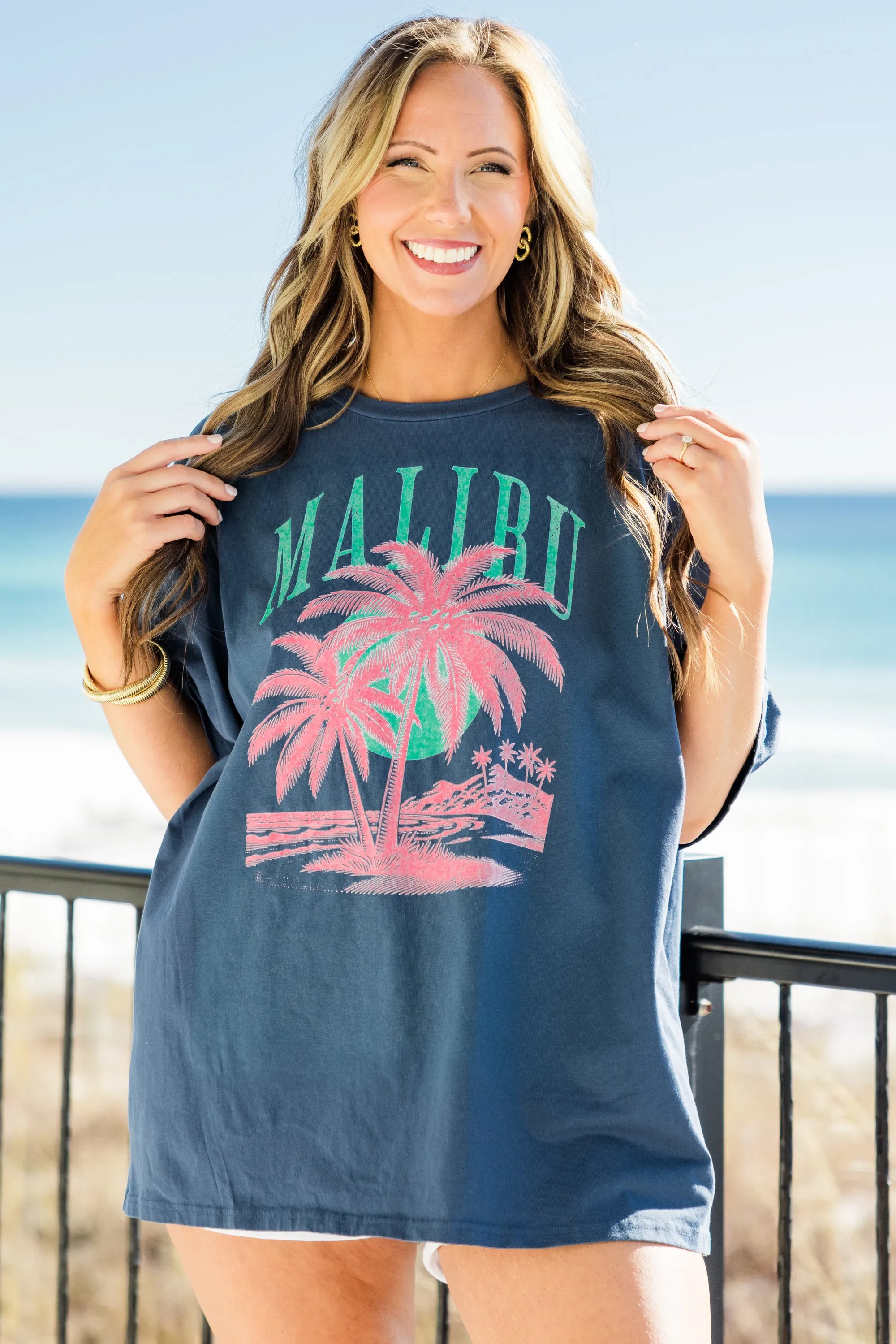 Malibu Babe Boyfriend Tee, Navy