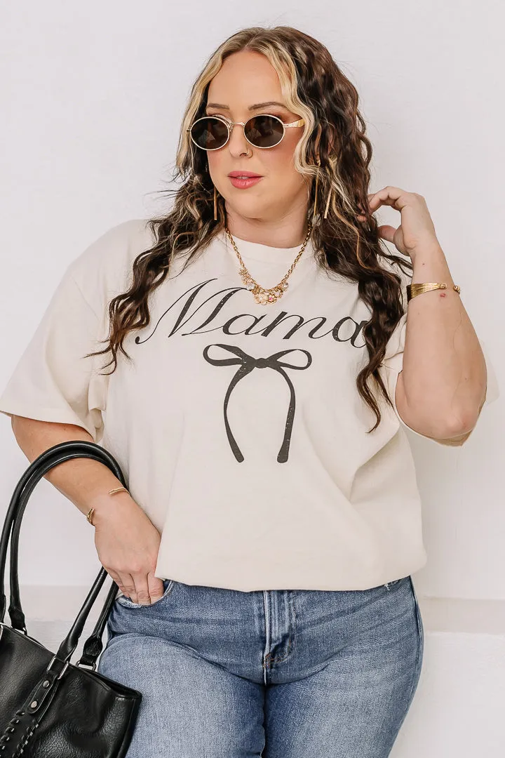 MAMA RIBBON BOW OVERSIZED GRAPHIC TEE