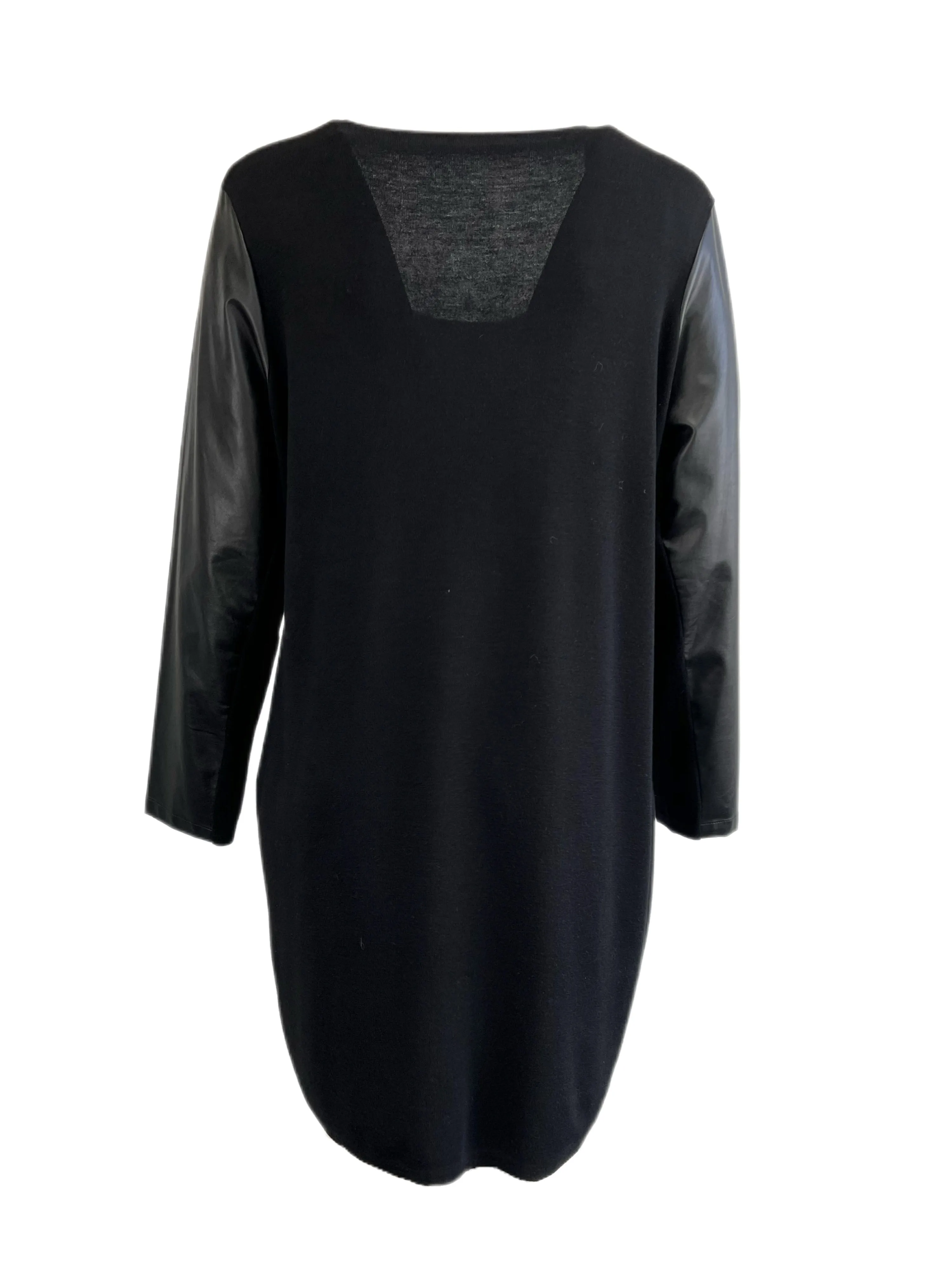 Marina Rinaldi Women's Black Georgia Faux Leather Sleeve Dress Size XL NWOT