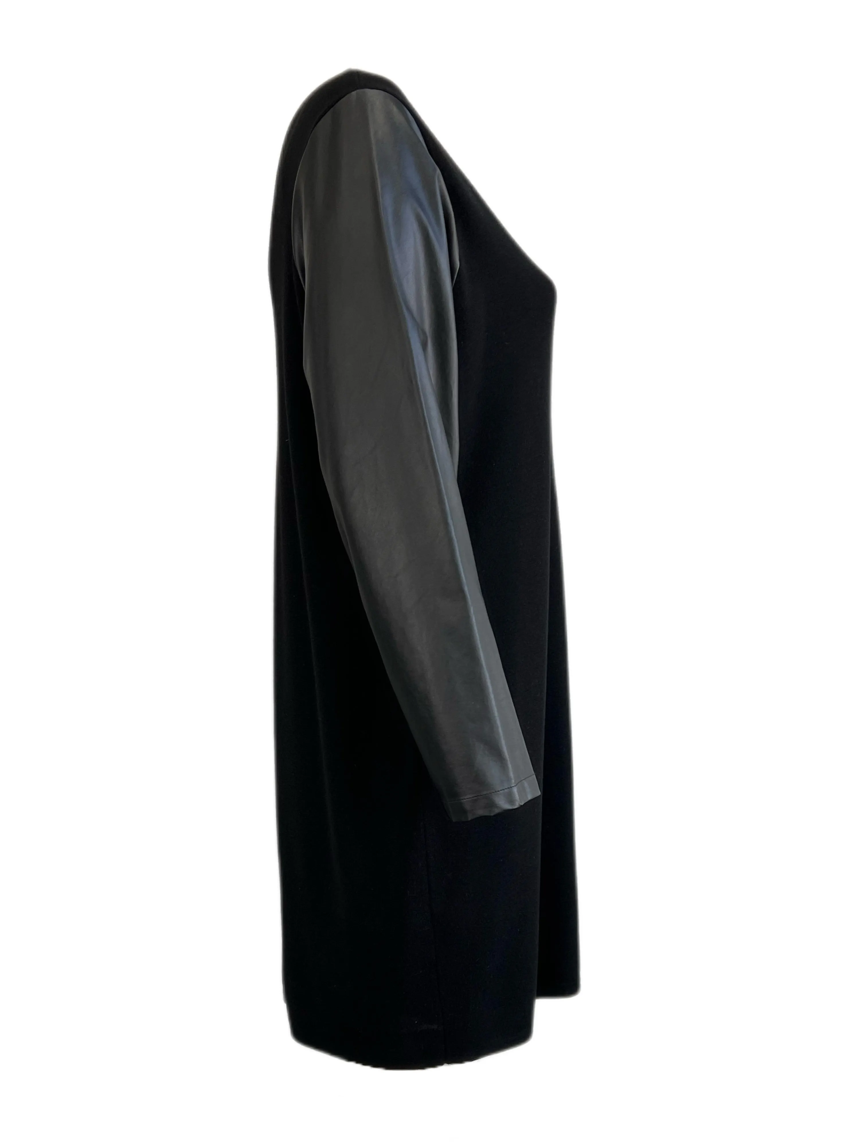 Marina Rinaldi Women's Black Georgia Faux Leather Sleeve Dress Size XL NWOT