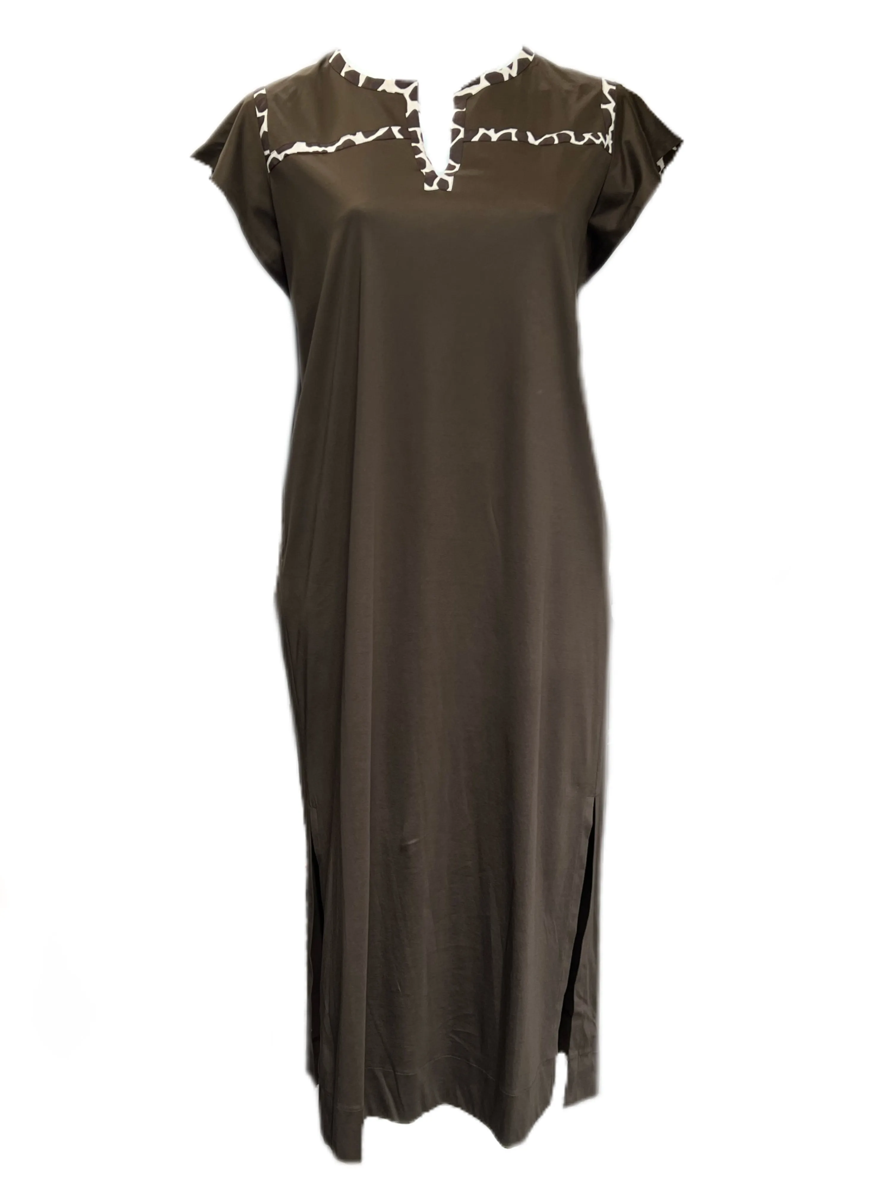 Marina Rinaldi Women's Brown Omero Cotton Maxi Dress Size L NWT