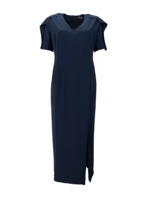 Marina Rinaldi Women's Navy Debutto Short Sleeve Maxi Dress