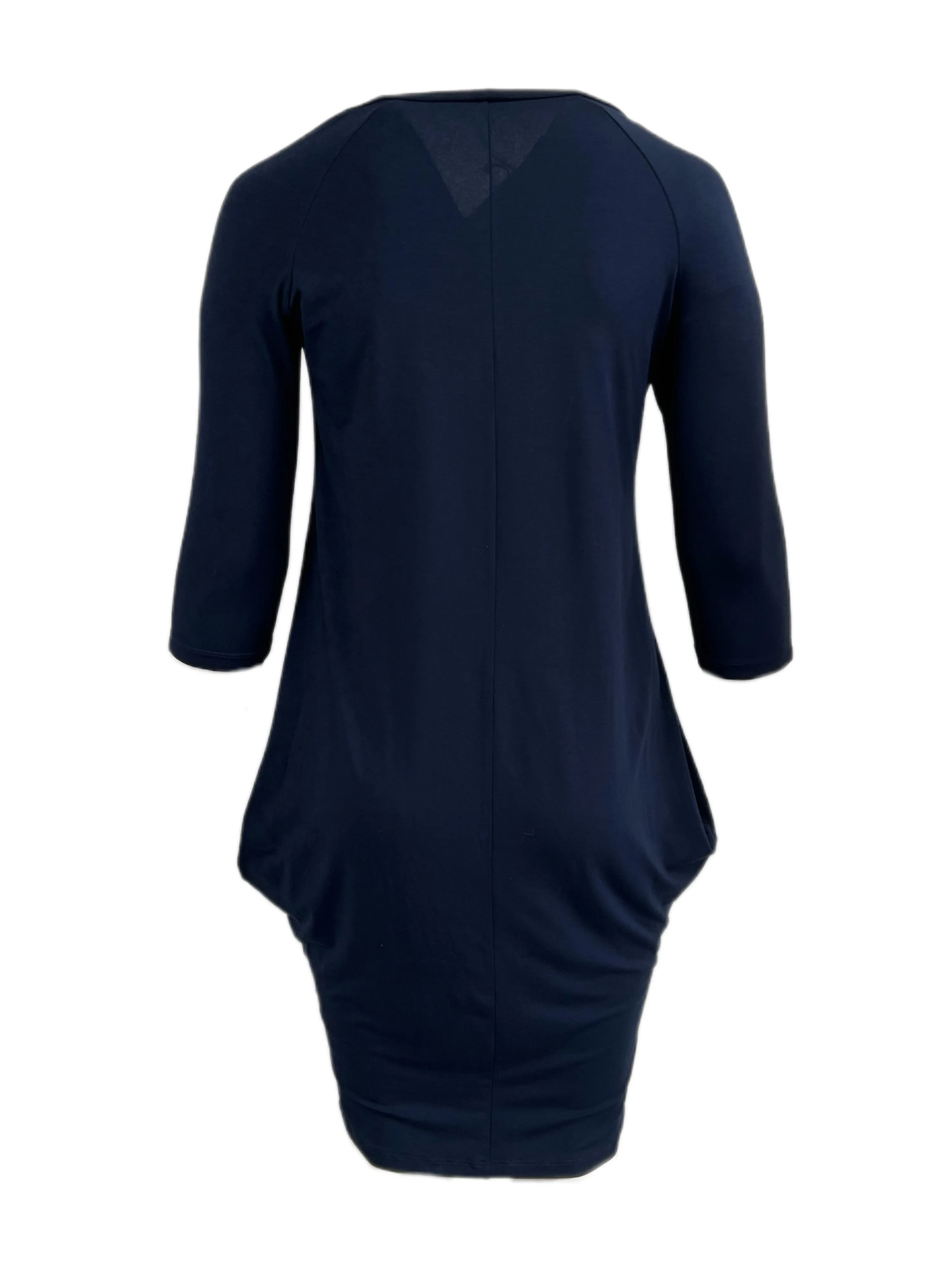 Marina Rinaldi Women's Navy Ogni 3/4 Sleeve Jersey Dress Size S NWT