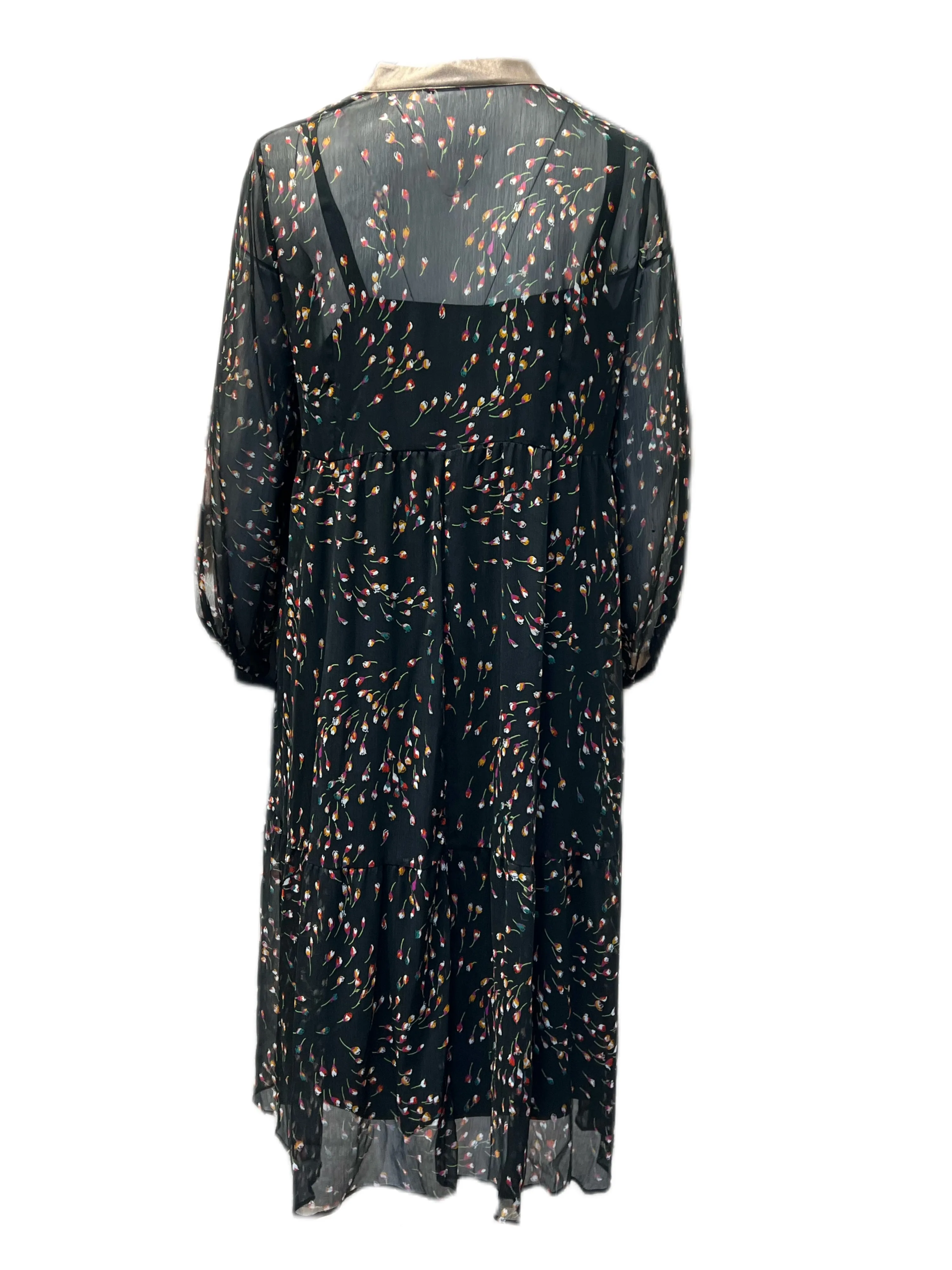 Marina Rinaldi Women's Nero Dattilo Sheer Maxi Dress NWT