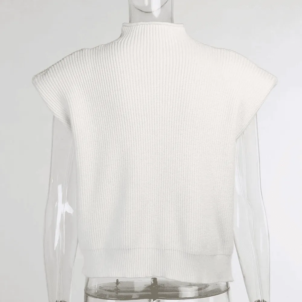 Meggy Vintage Ribbed Turtleneck Knitted Vest
