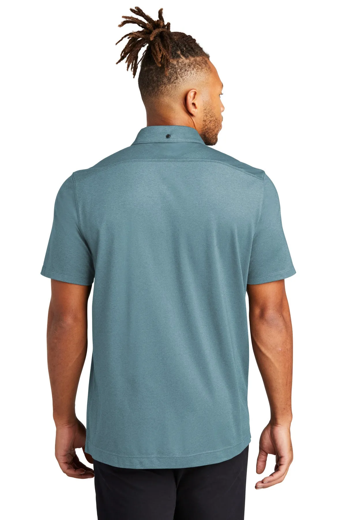 Mercer Mettle Stretch Pique Full-Button Polo MM1006 Parisian Blue Heather