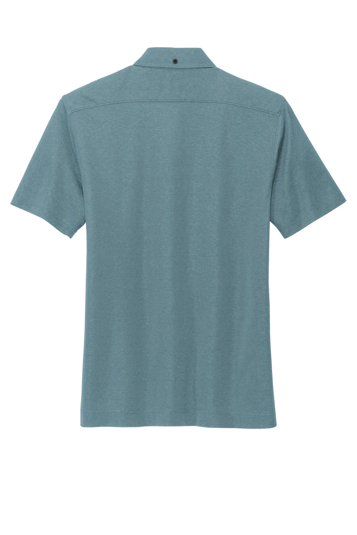 Mercer Mettle Stretch Pique Full-Button Polo MM1006 Parisian Blue Heather
