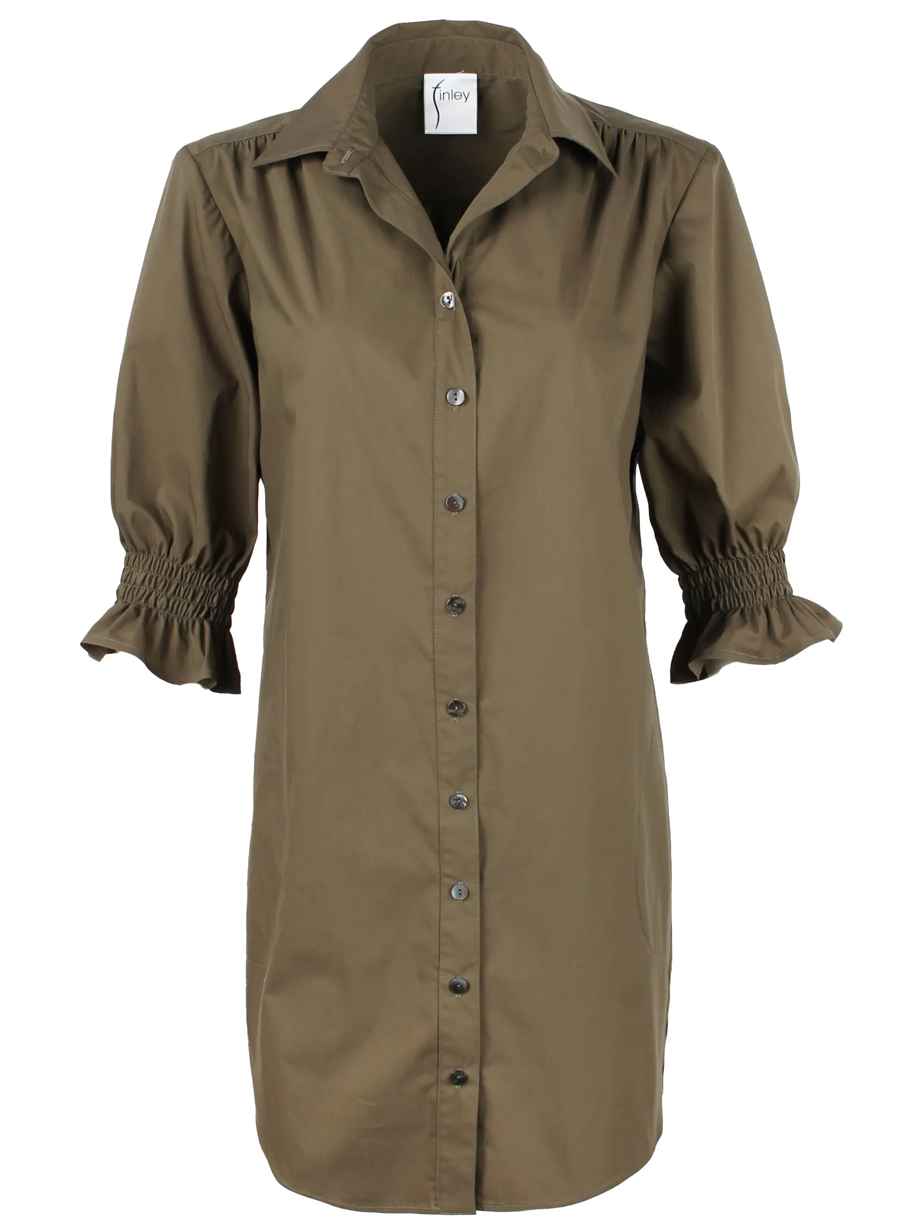 Miller Puff Sleeve Shirt Dress Weathercloth Olive