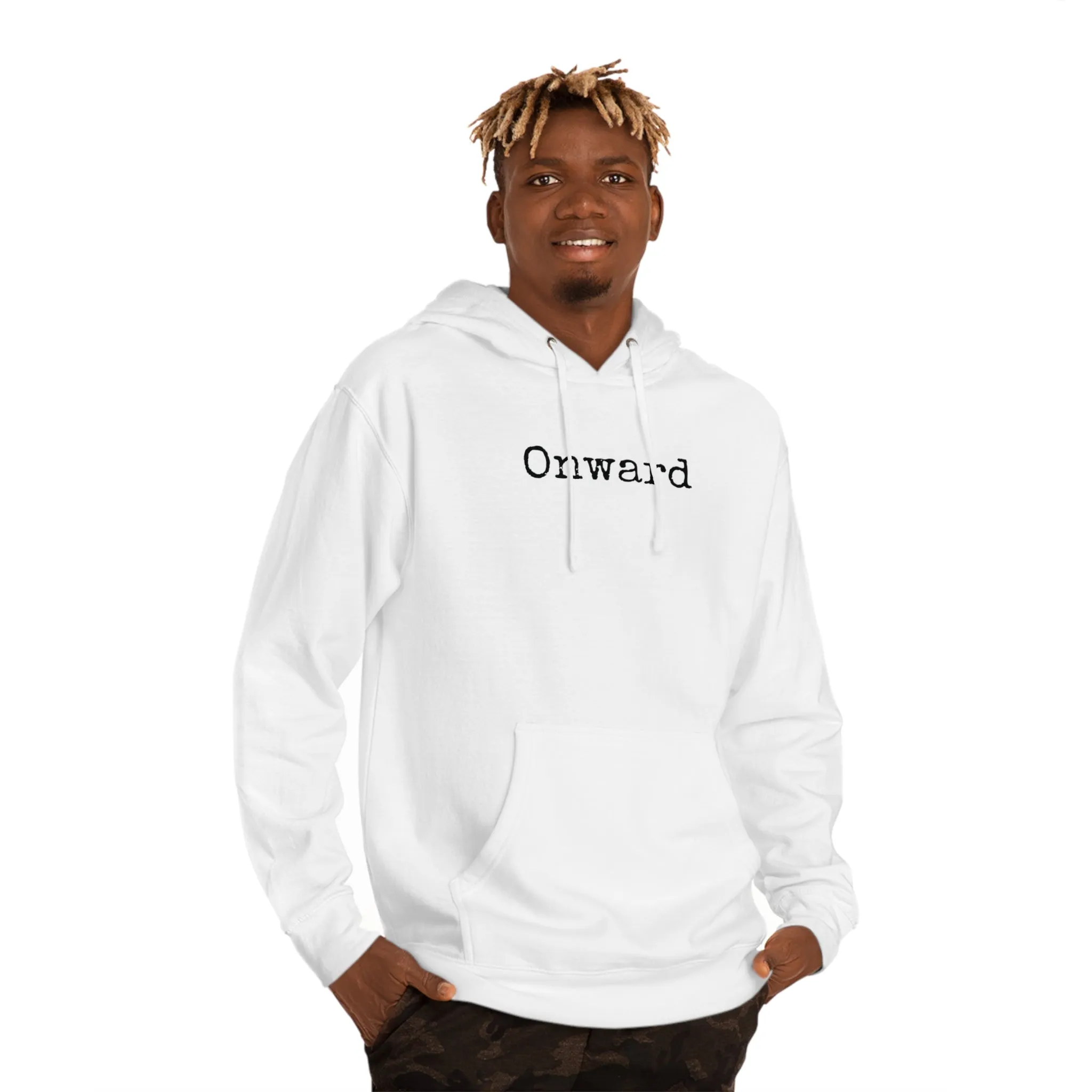 Minimalist “Onward” Hooded Sweatshirt – Cozy & Stylish