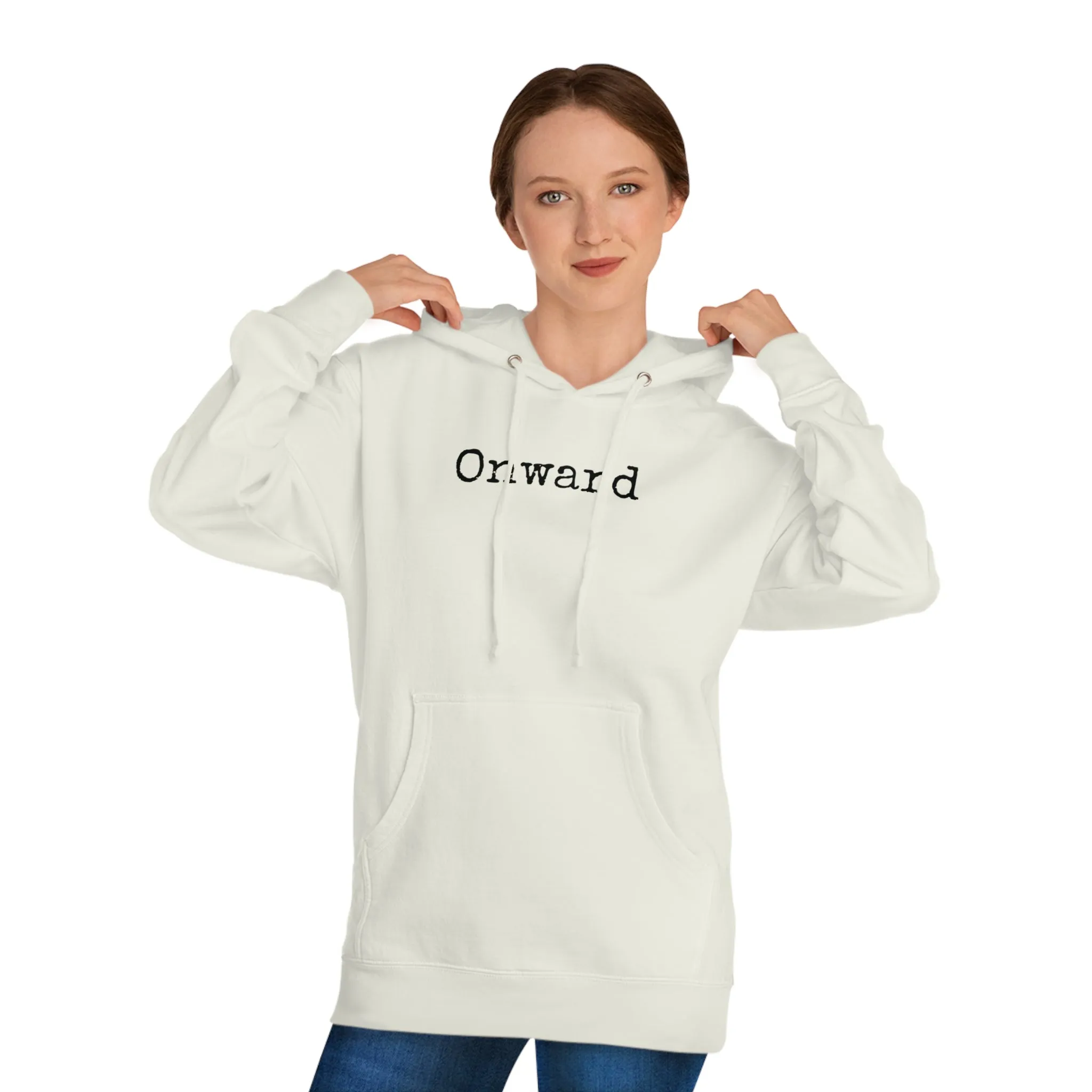 Minimalist “Onward” Hooded Sweatshirt – Cozy & Stylish
