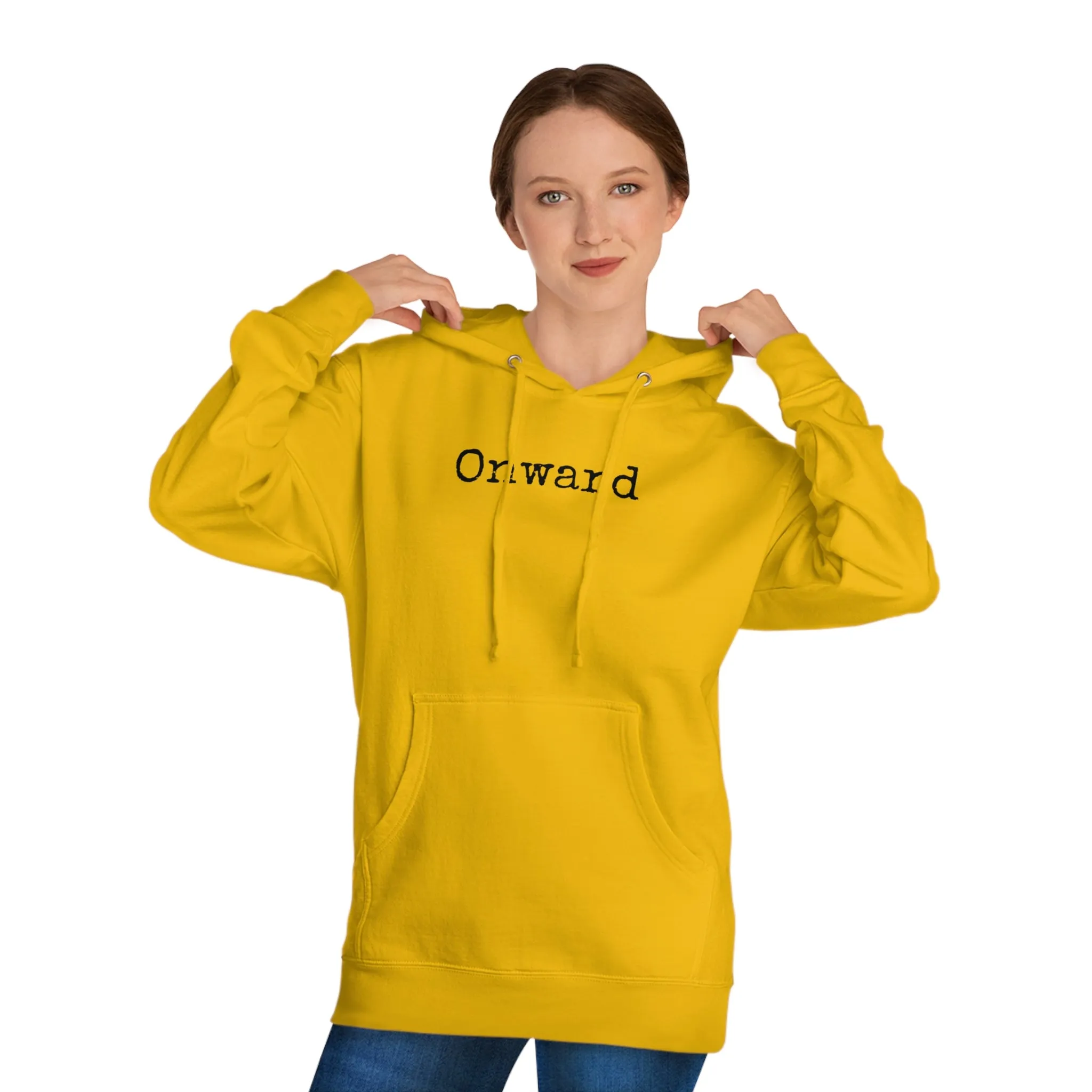 Minimalist “Onward” Hooded Sweatshirt – Cozy & Stylish