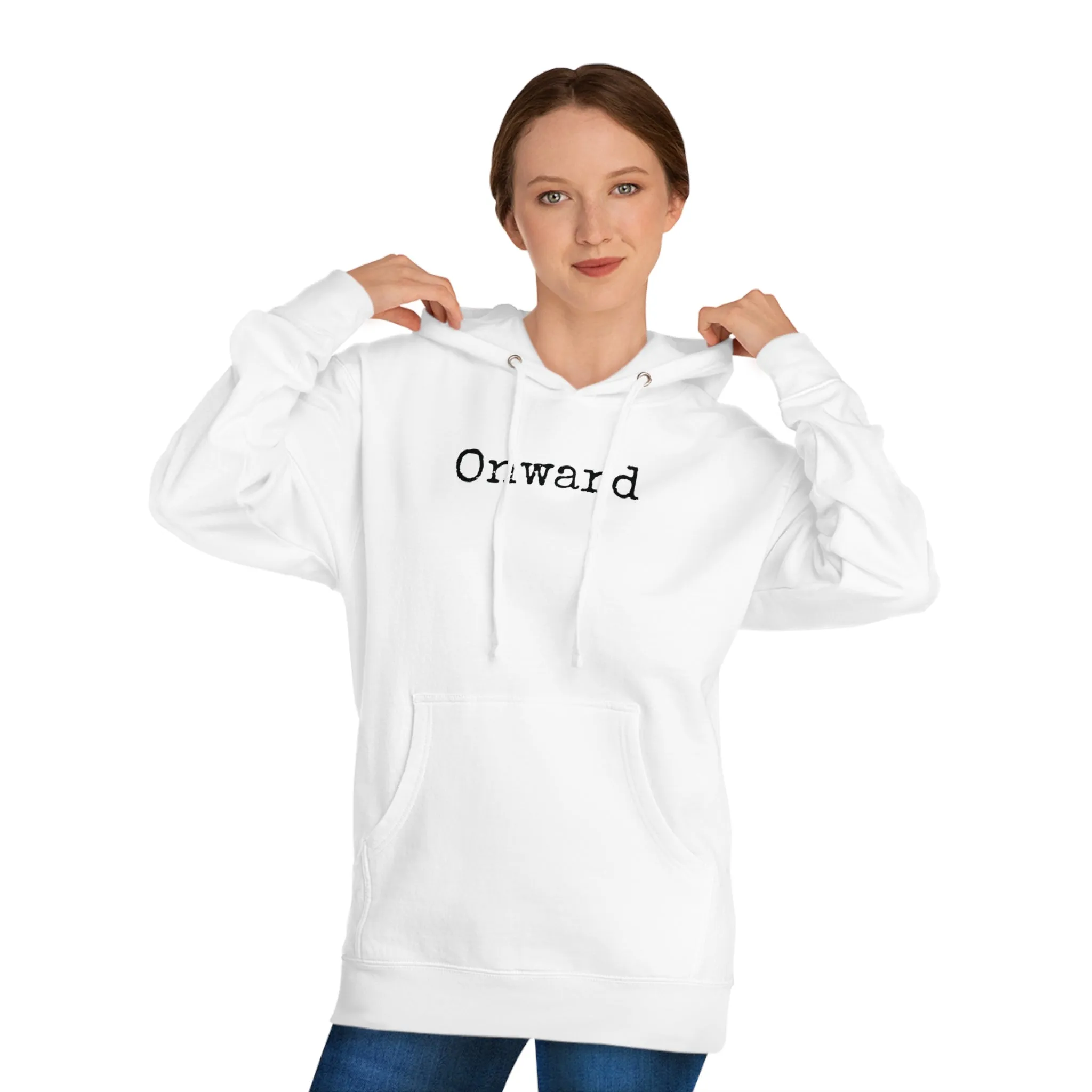Minimalist “Onward” Hooded Sweatshirt – Cozy & Stylish