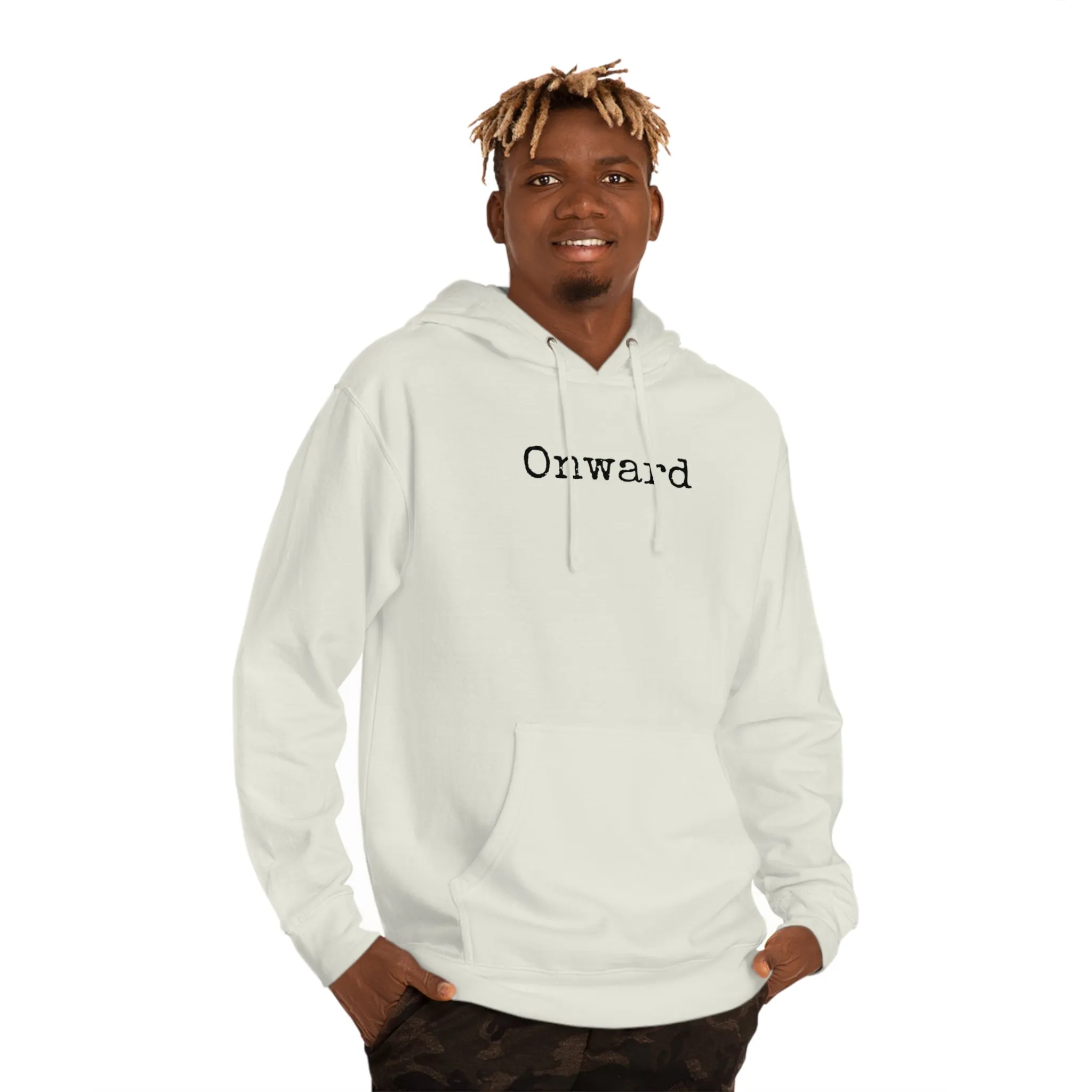 Minimalist “Onward” Hooded Sweatshirt – Cozy & Stylish