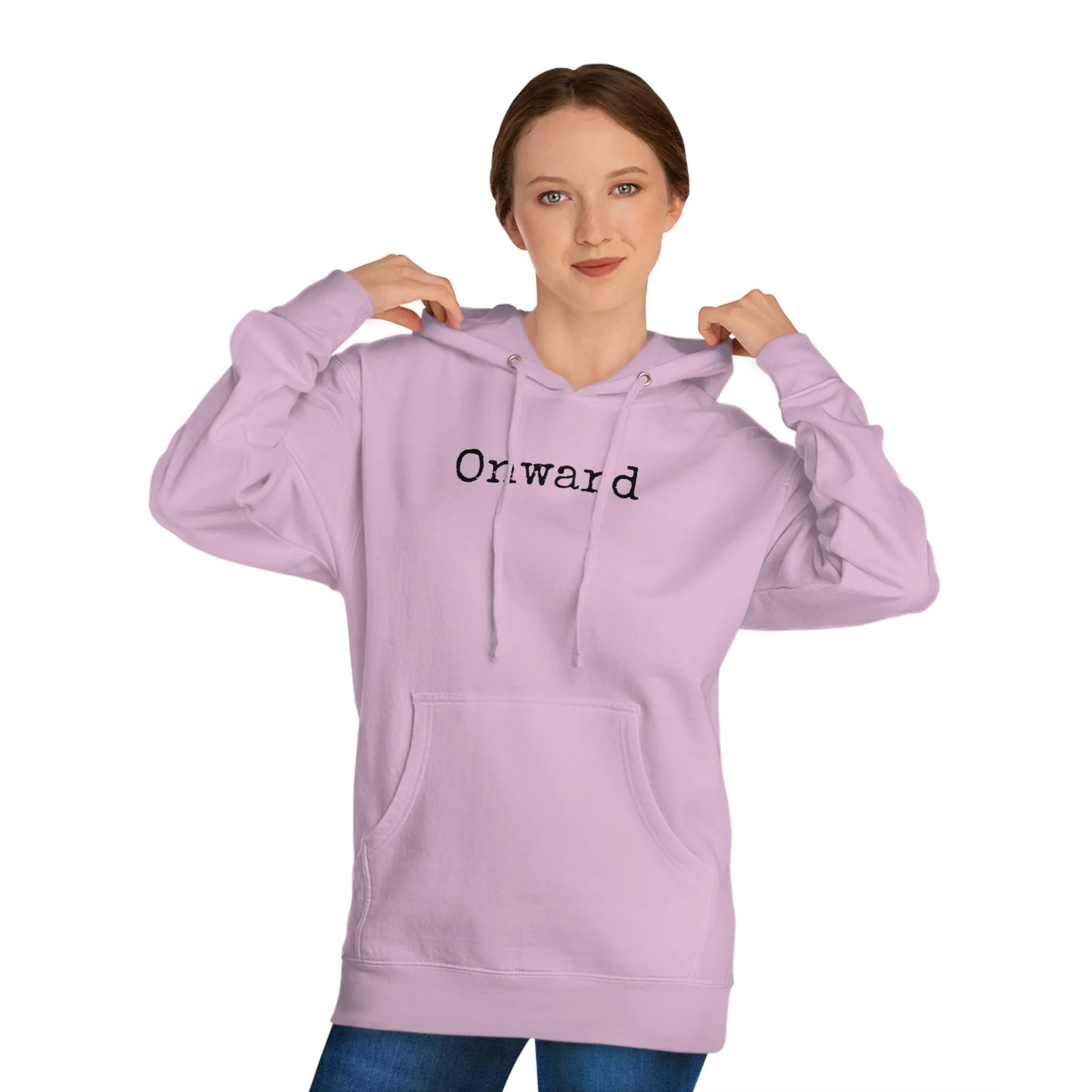 Minimalist “Onward” Hooded Sweatshirt – Cozy & Stylish