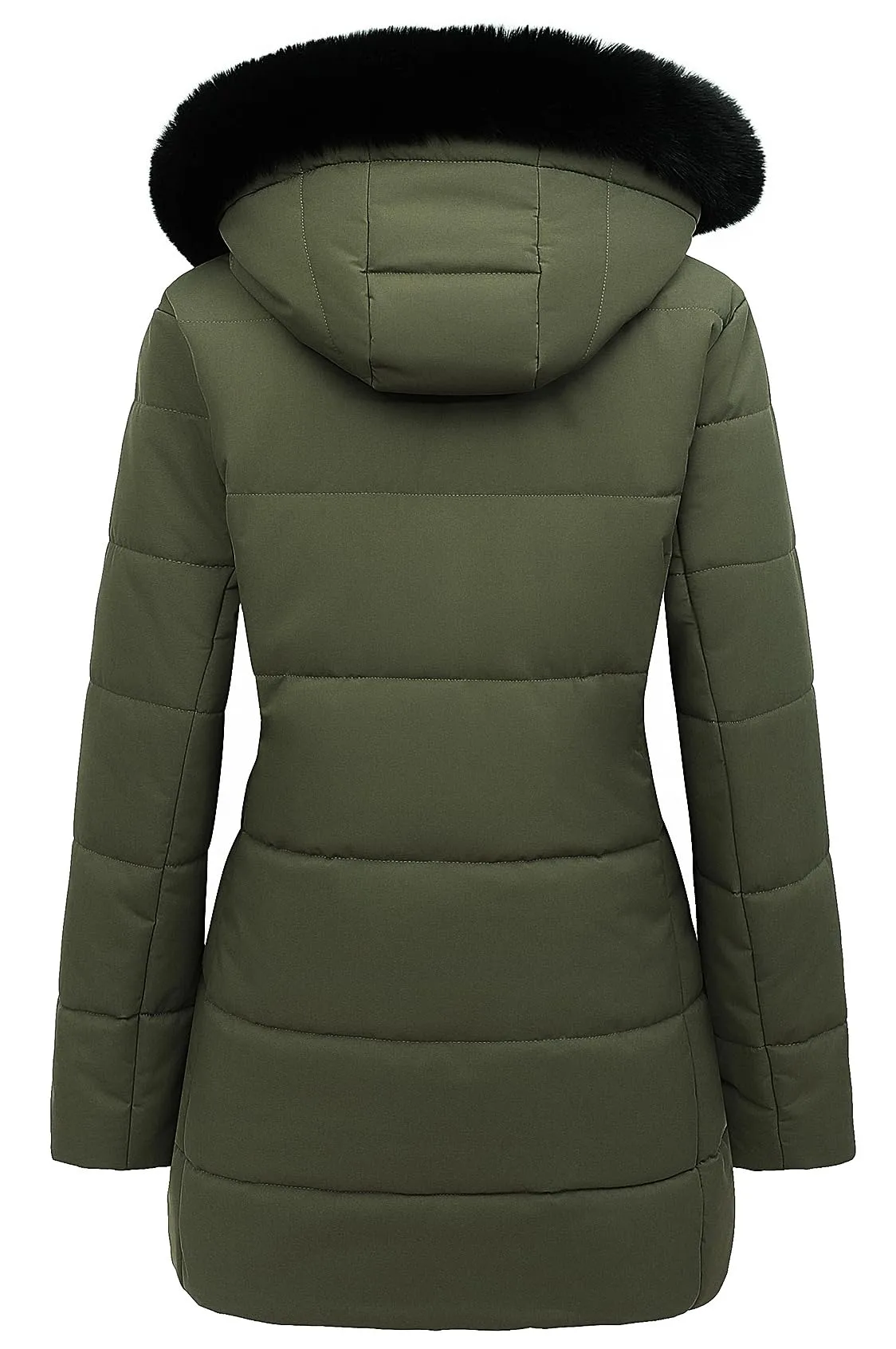 MOERDENG Women's Winter Puffer Coat Thicken Fleece Lined Down Jacket Waterproof Faux Fur Detachable Hooded Parka