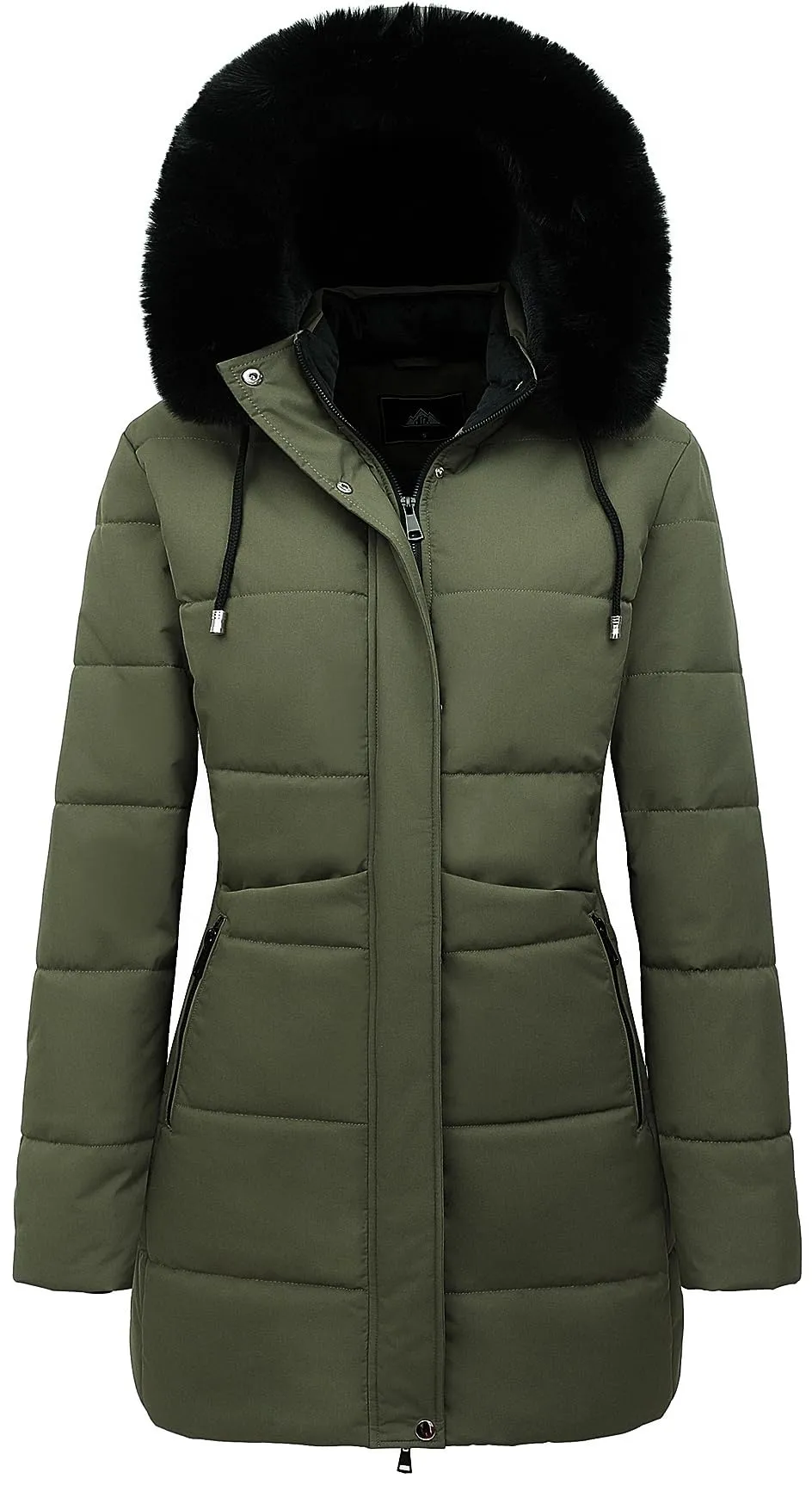 MOERDENG Women's Winter Puffer Coat Thicken Fleece Lined Down Jacket Waterproof Faux Fur Detachable Hooded Parka
