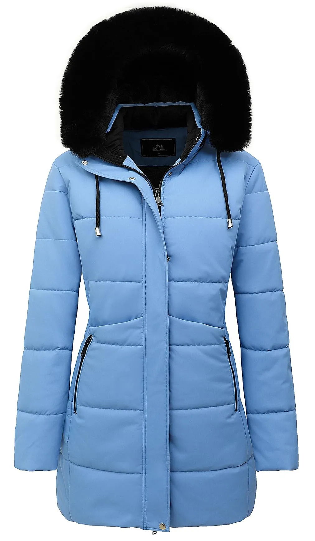 MOERDENG Women's Winter Puffer Coat Thicken Fleece Lined Down Jacket Waterproof Faux Fur Detachable Hooded Parka