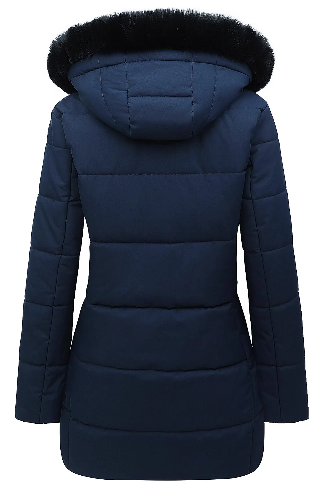 MOERDENG Women's Winter Puffer Coat Thicken Fleece Lined Down Jacket Waterproof Faux Fur Detachable Hooded Parka
