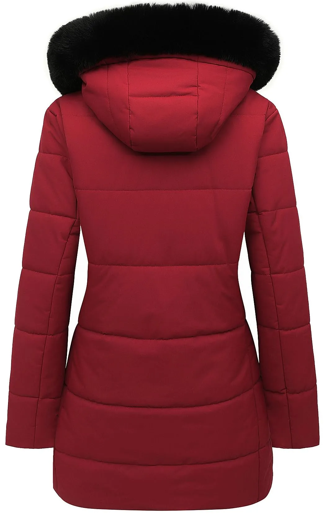 MOERDENG Women's Winter Puffer Coat Thicken Fleece Lined Down Jacket Waterproof Faux Fur Detachable Hooded Parka