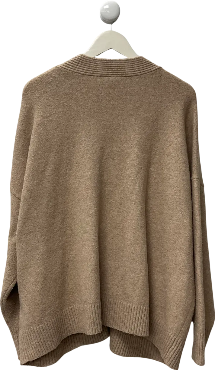 monkl Beige Relaxed Knitted Cardigan UK L