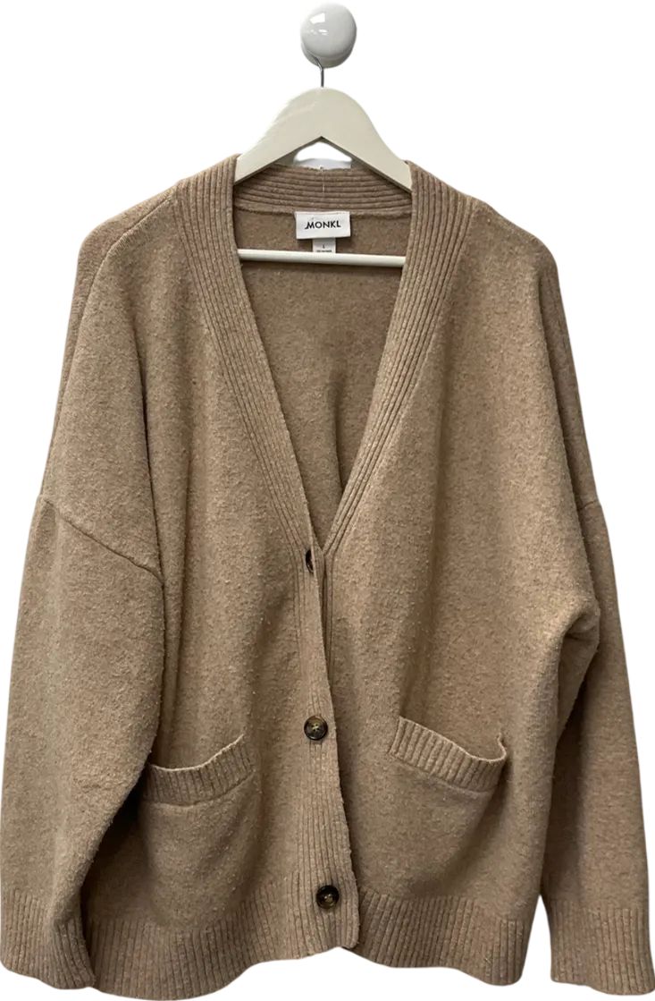 monkl Beige Relaxed Knitted Cardigan UK L