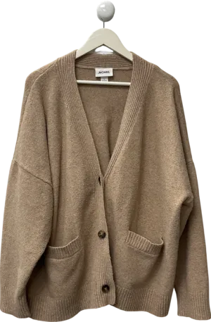 monkl Beige Relaxed Knitted Cardigan UK L