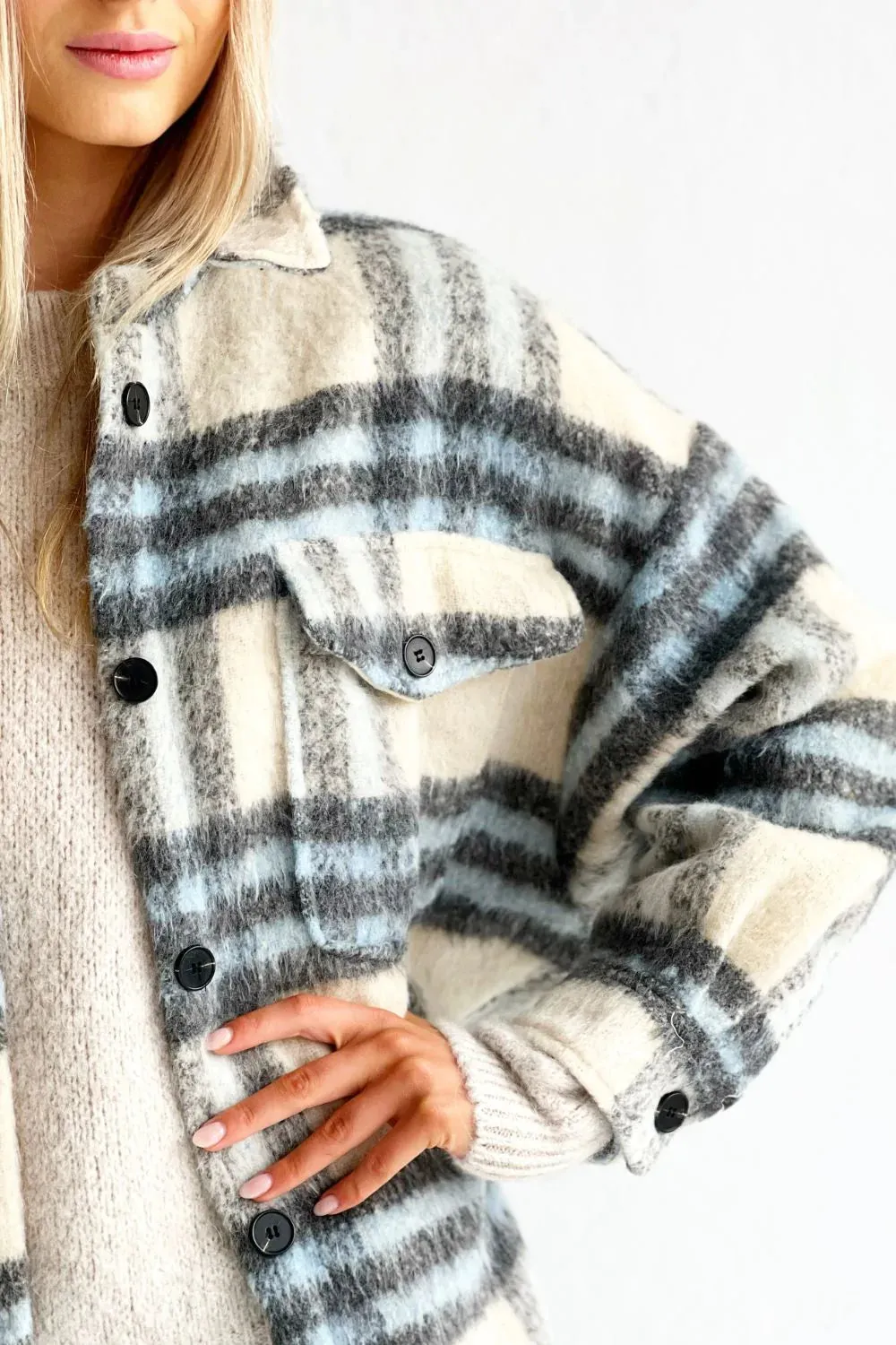 MOSK MELBOURNE Stirling Jacket - Pale Blue and Cream