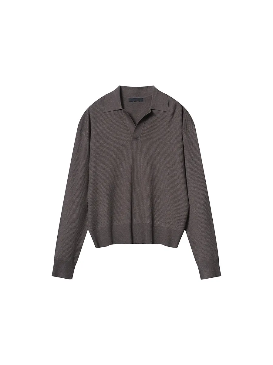 Mulberry Silk & Wool Polo Sweater