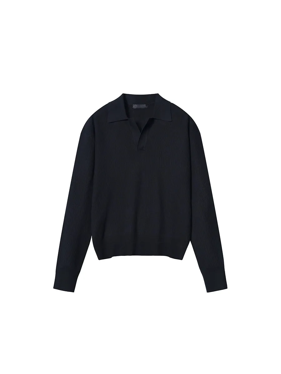 Mulberry Silk & Wool Polo Sweater