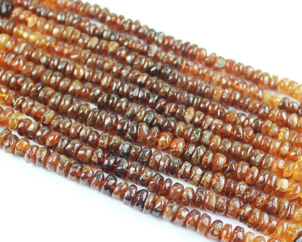 Natural Shaded Hessonite Garnet Smooth Rondelle Spacer Beads Strand 13" 5mm 7mm