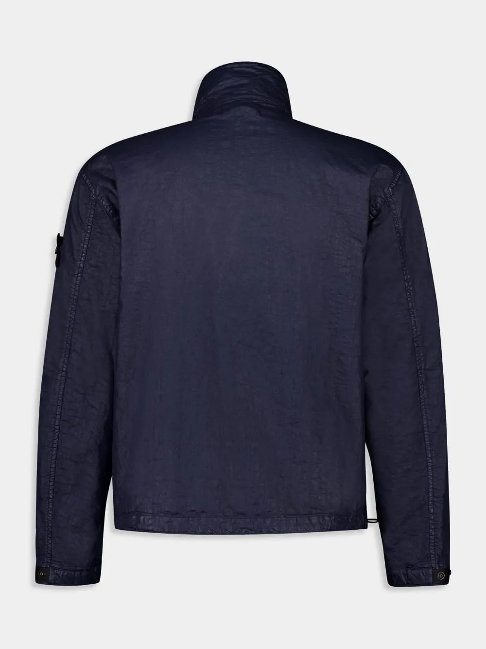 Navy Blue High-Neck Nylon Jacket