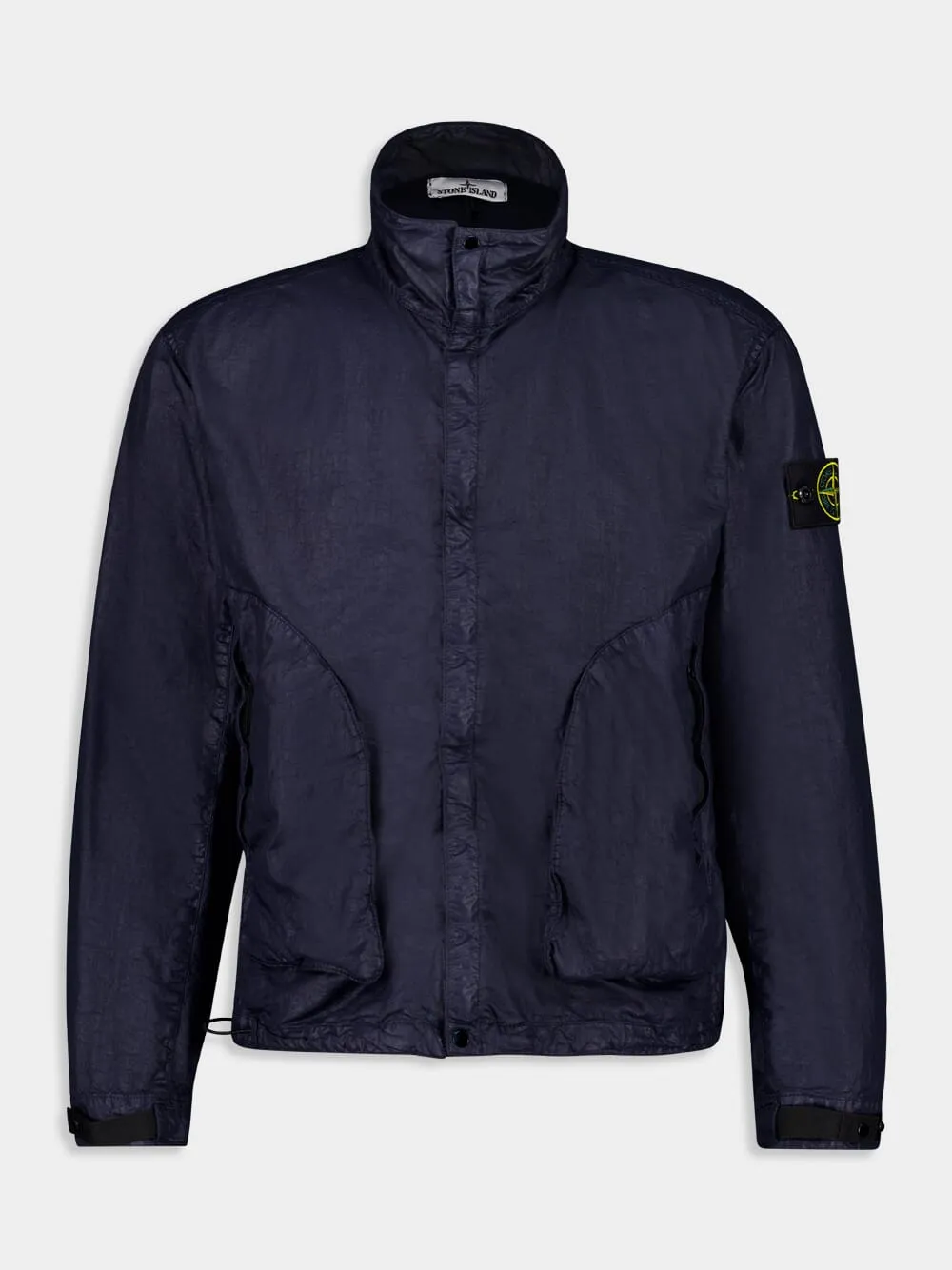 Navy Blue High-Neck Nylon Jacket
