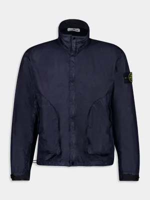 Navy Blue High-Neck Nylon Jacket