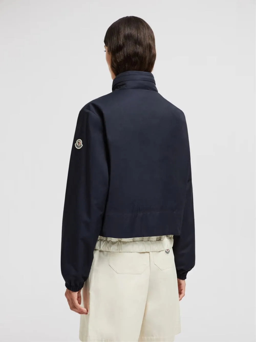 Navy Blue Janze Hooded Twill Short Down Jacket