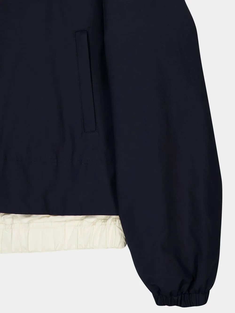 Navy Blue Janze Hooded Twill Short Down Jacket