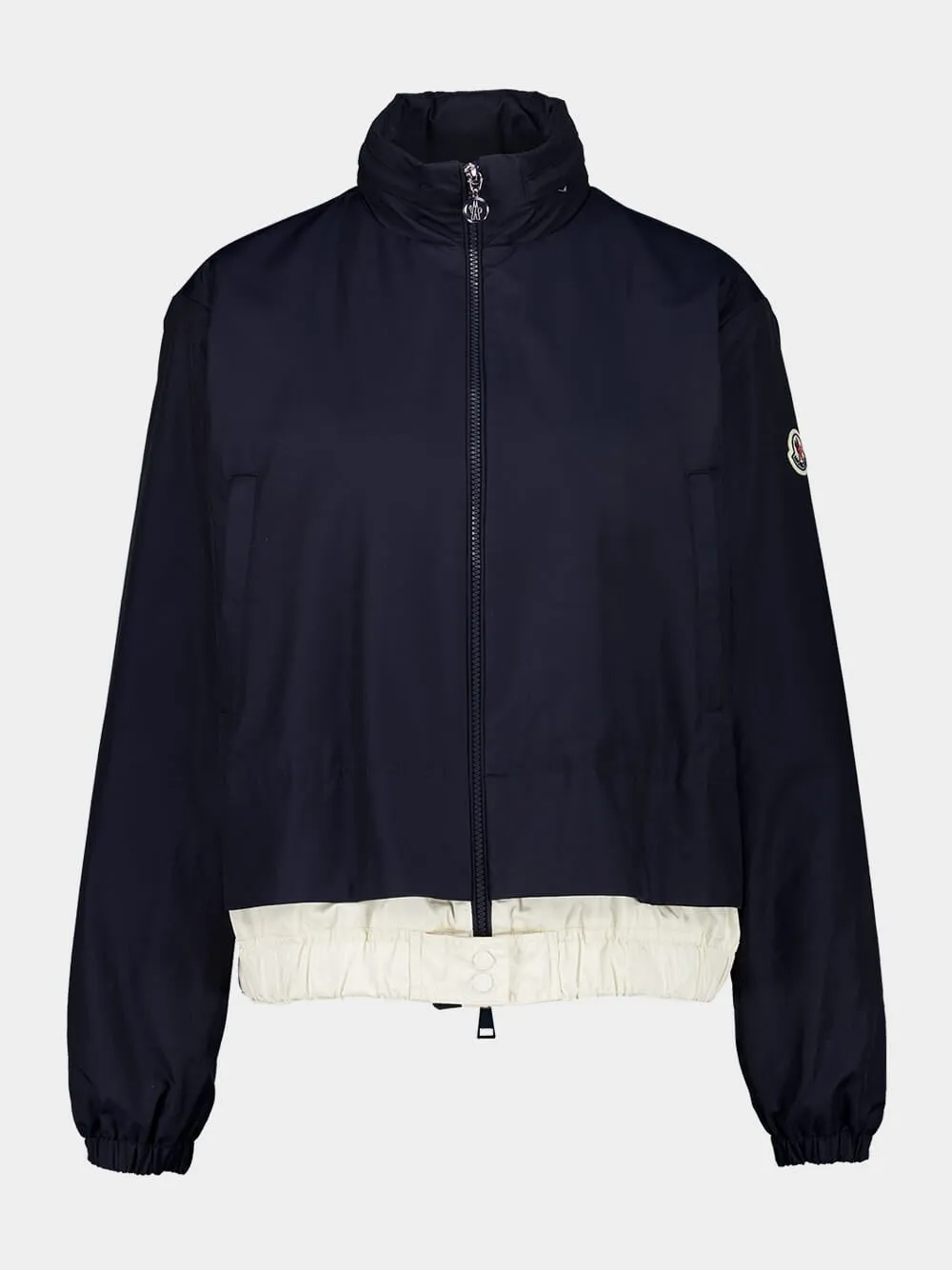 Navy Blue Janze Hooded Twill Short Down Jacket