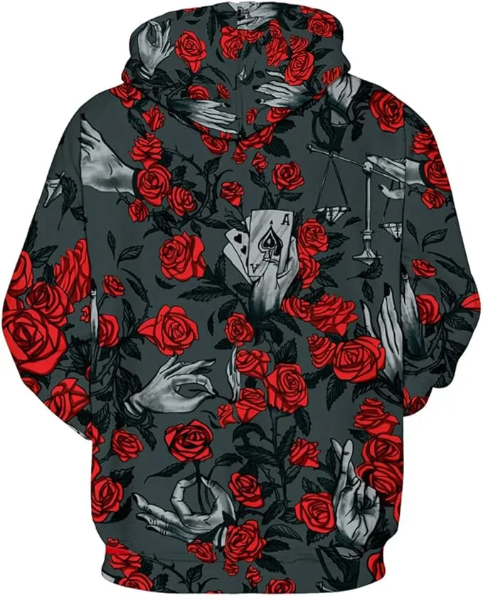 New Chaos World Men's 3D Graphic Printed Long Sleeve Hoodies Animal Pattern Hooded Sweatshirt with Pocket Fits XL-XXL