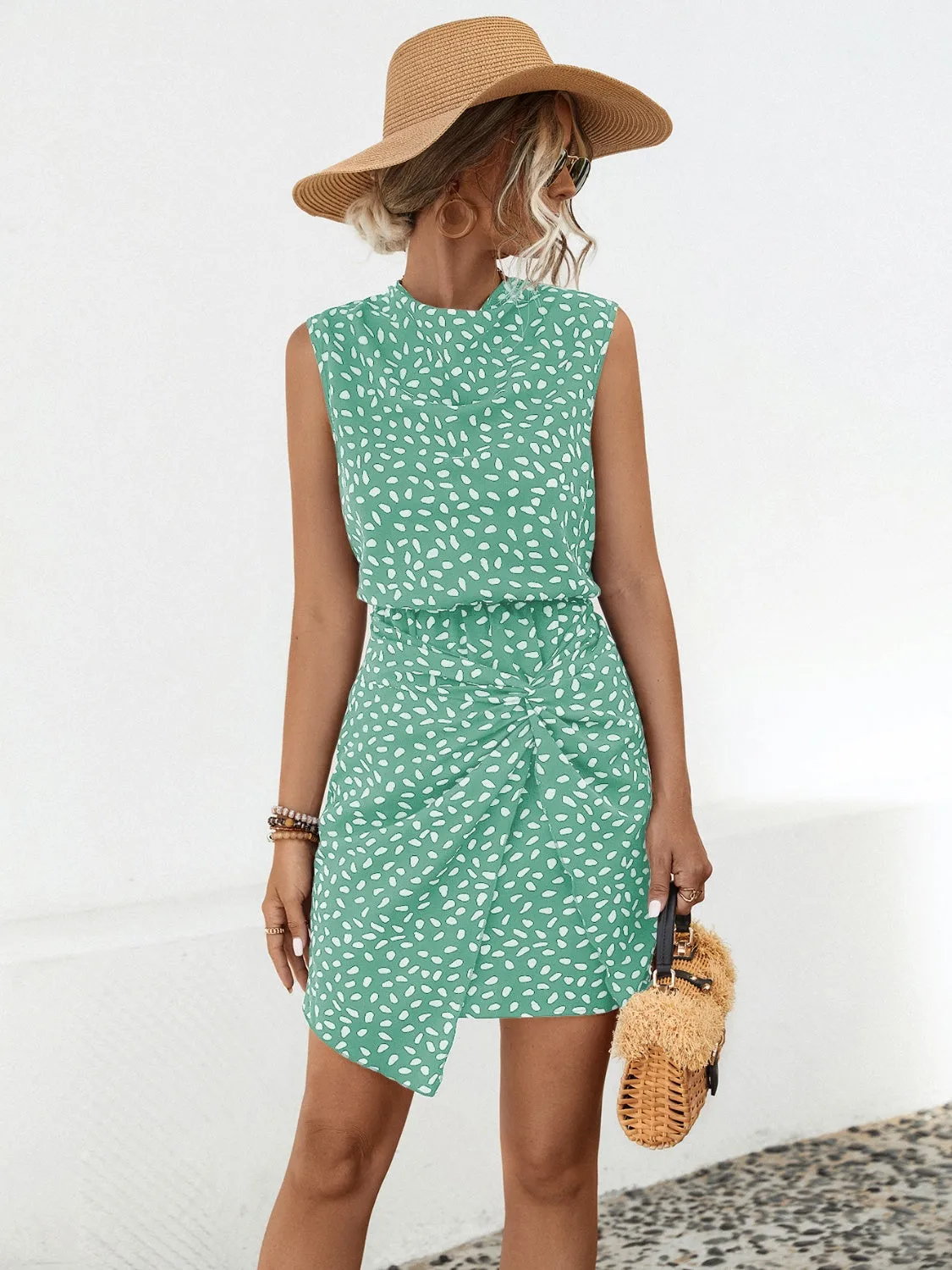 Nichole Twisted Printed Sleeveless Mini Dress