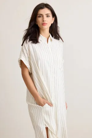 Nm0311 Ivory & Black Stripe Shirtdress
