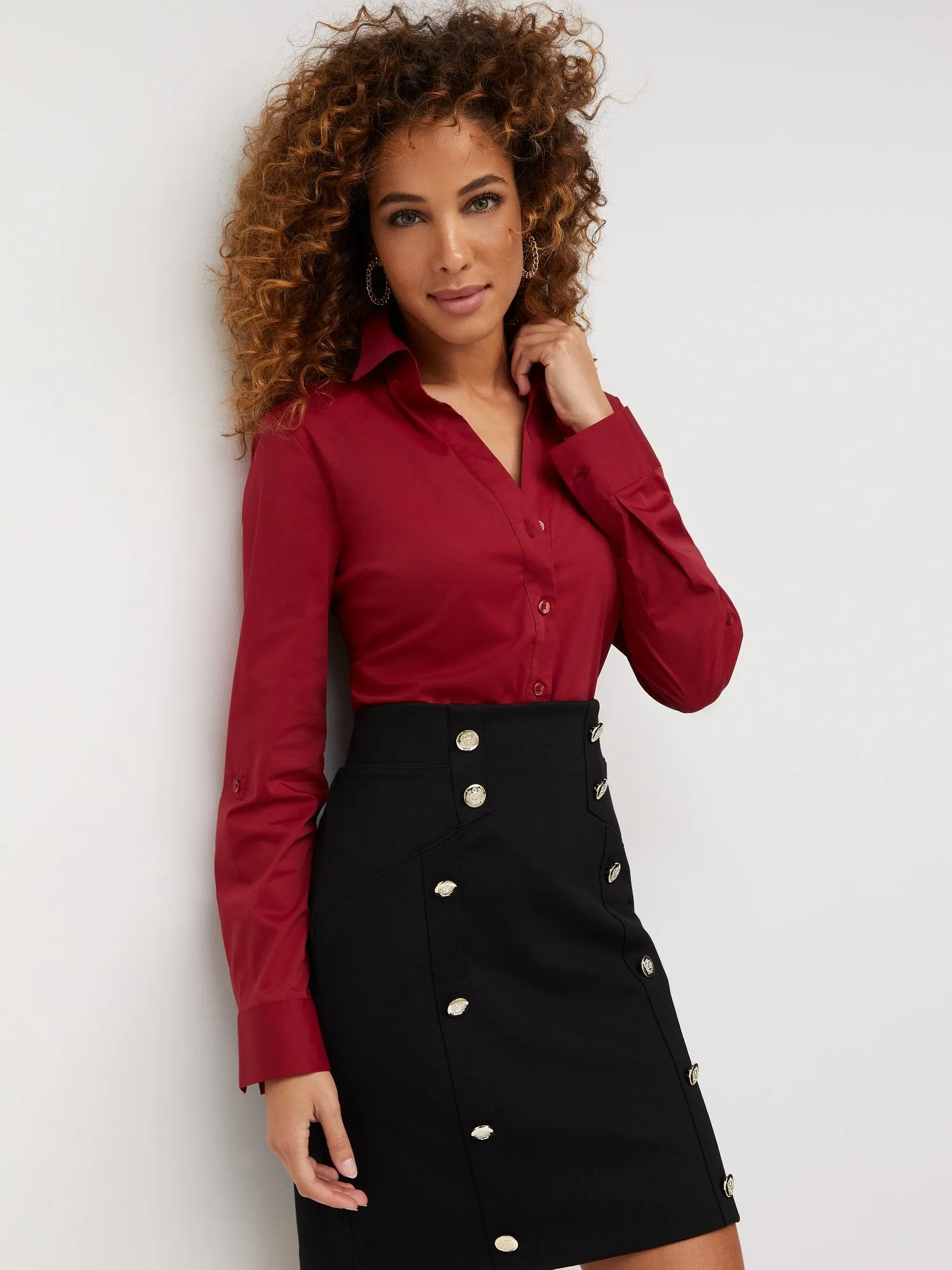 Non-Iron Button-Front Secret Snap - NY&C Madison Shirt®