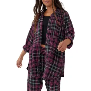 NWOT Free People Plaid About You Flannel Shirt / Black Combo