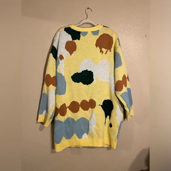 Obey Women's Oversized Cardigan SweaterSplatter Butter/Multi Size M
