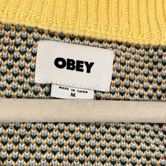 Obey Women's Oversized Cardigan SweaterSplatter Butter/Multi Size M