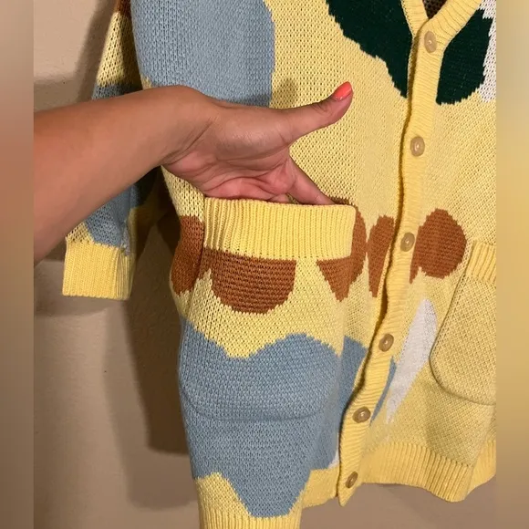 Obey Women's Oversized Cardigan SweaterSplatter Butter/Multi Size M
