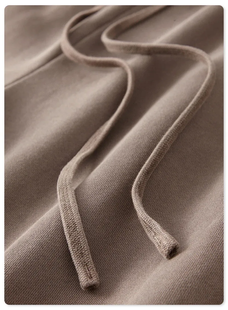 Obsidian Phoenix Luxury 380gsm Washed Cotton Pants - Unisex Oversized High-Street Loose-Fit Straight Knitted Trousers