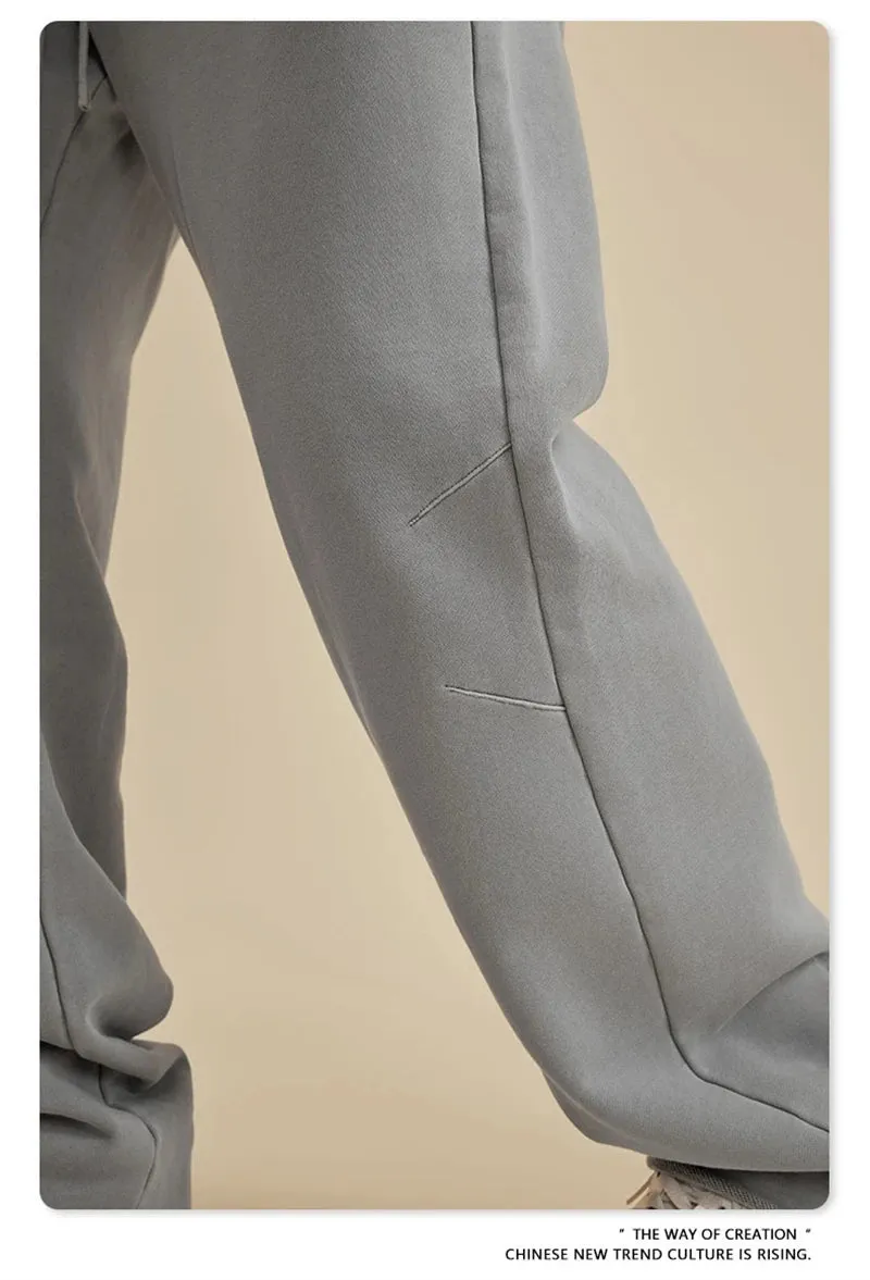 Obsidian Phoenix Luxury 380gsm Washed Cotton Pants - Unisex Oversized High-Street Loose-Fit Straight Knitted Trousers