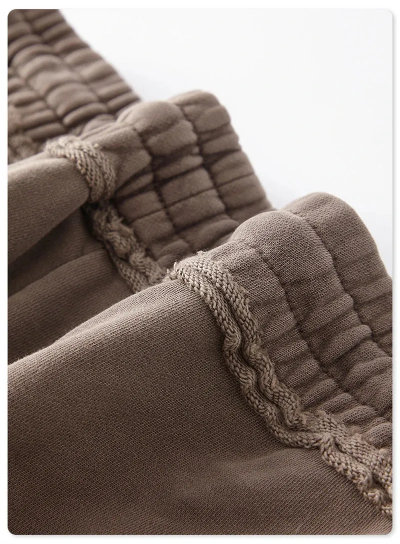 Obsidian Phoenix Luxury 380gsm Washed Cotton Pants - Unisex Oversized High-Street Loose-Fit Straight Knitted Trousers