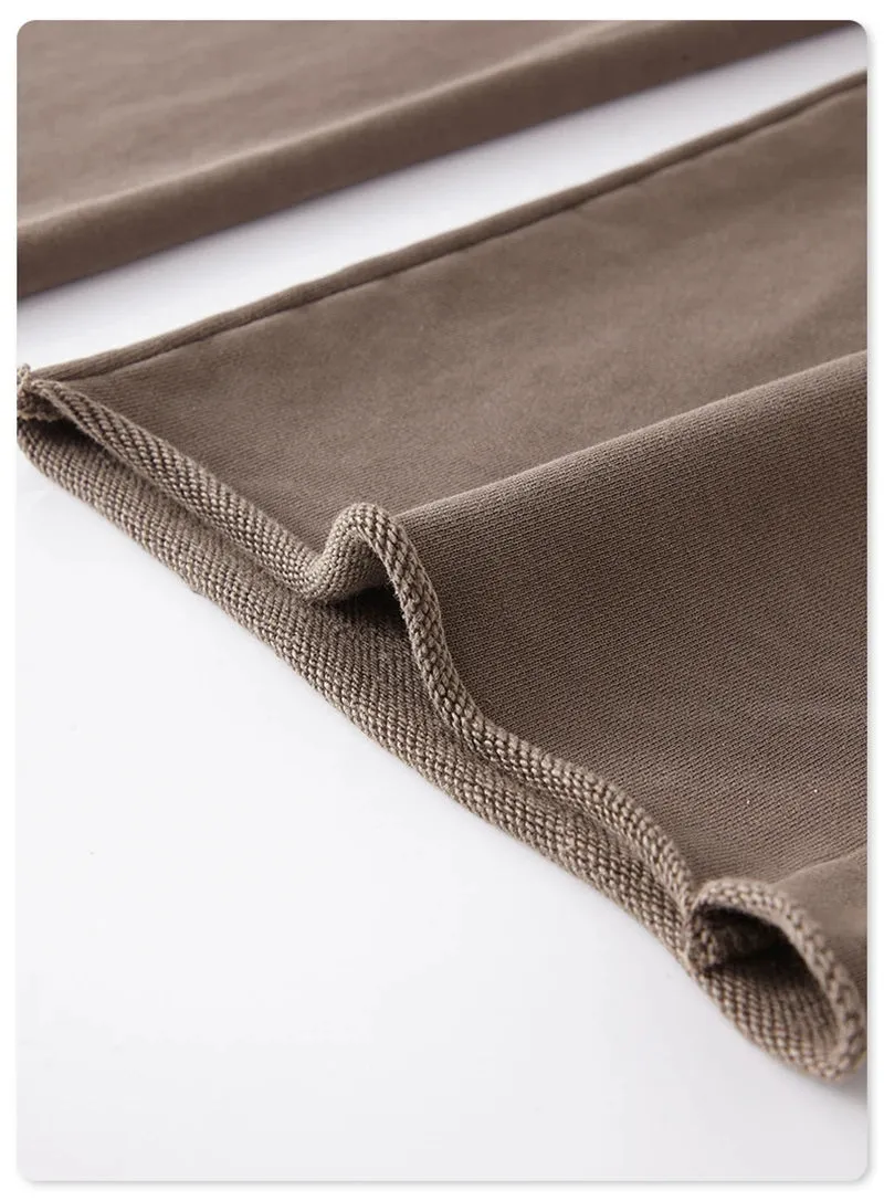 Obsidian Phoenix Luxury 380gsm Washed Cotton Pants - Unisex Oversized High-Street Loose-Fit Straight Knitted Trousers