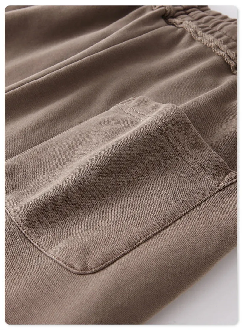Obsidian Phoenix Luxury 380gsm Washed Cotton Pants - Unisex Oversized High-Street Loose-Fit Straight Knitted Trousers